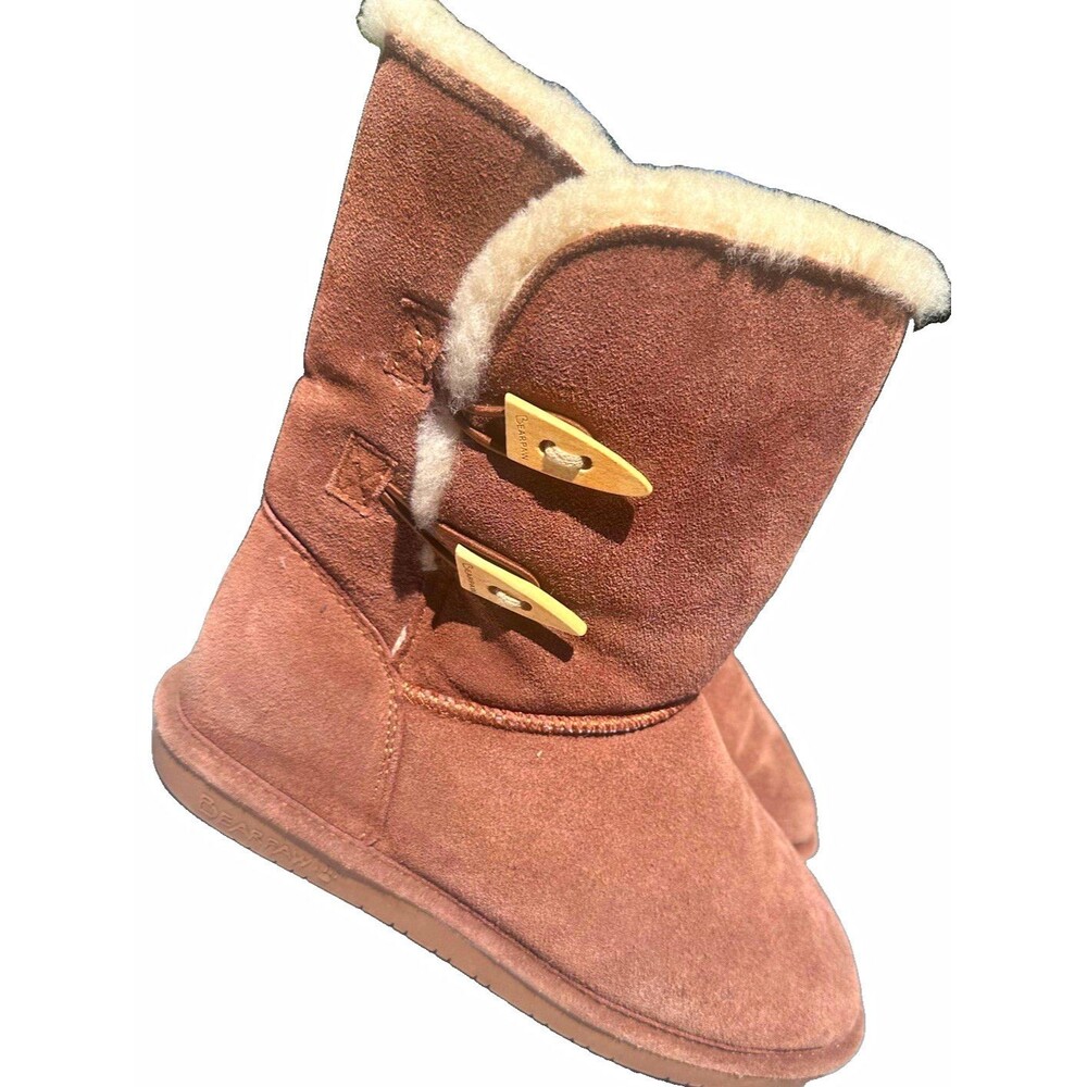 BEARPAW Montana Women’s Brown Suede Shearling Lined Mid-Calf Winter Boots US 9